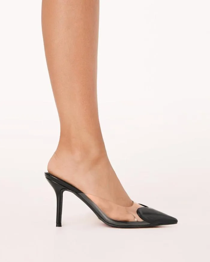 Heels Billini Stiletto Heels KARESS BLACK PATENTCLEAR