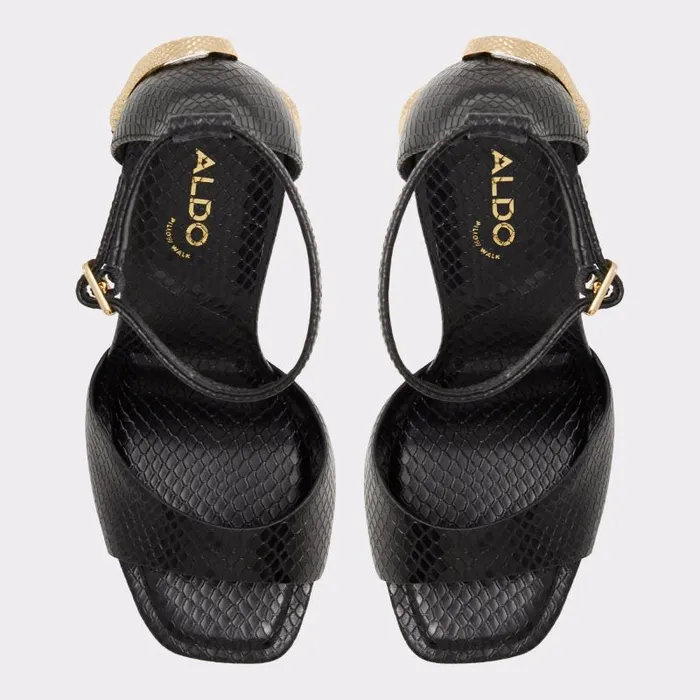 Heels Women ALDO Medusa Black Strappy Sandal