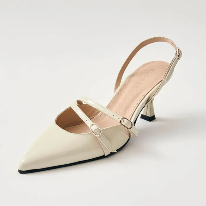 Heels Women ALOHAS Joelle Onix Cream Leather Pumps