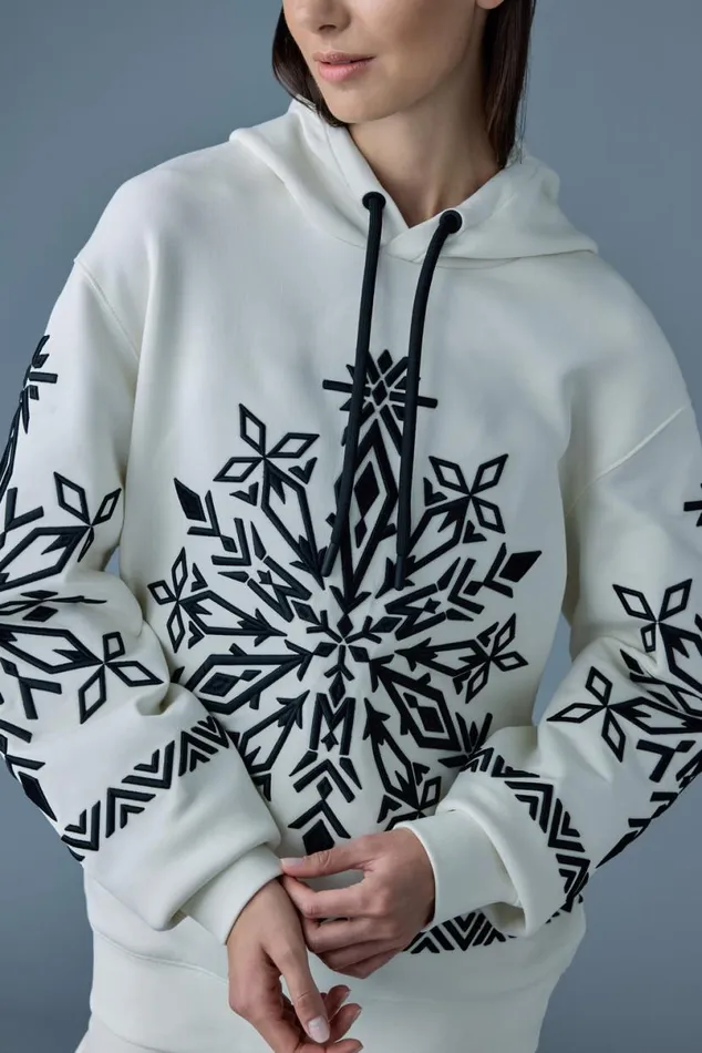 Hoodies and Tops Men Mackage OLSEN Snowflake Embroidery Hoodie Creamblack