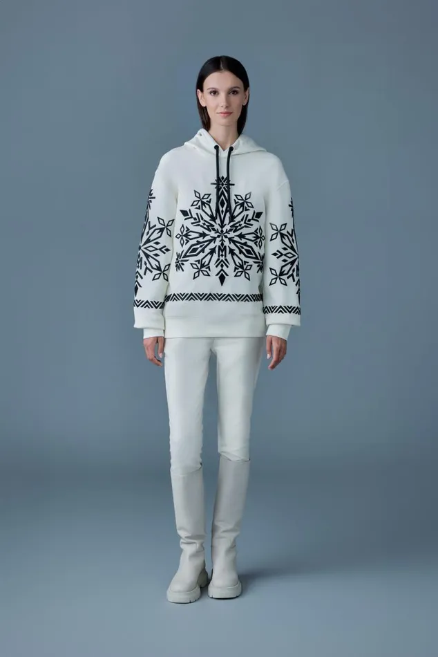 Hoodies and Tops Men Mackage OLSEN Snowflake Embroidery Hoodie Creamblack Hoodies and Tops Men Mackage OLSEN Snowflake Embroidery Hoodie Creamblack