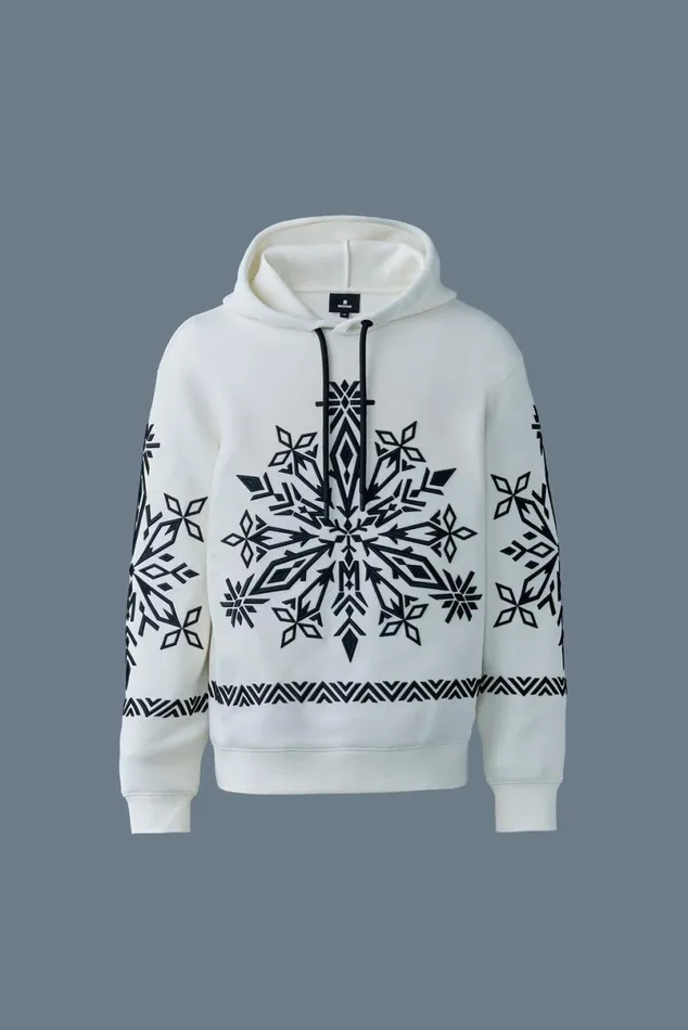 Hoodies and Tops Men Mackage OLSEN Snowflake Embroidery Hoodie Creamblack Hoodies and Tops Men Mackage OLSEN Snowflake Embroidery Hoodie Creamblack