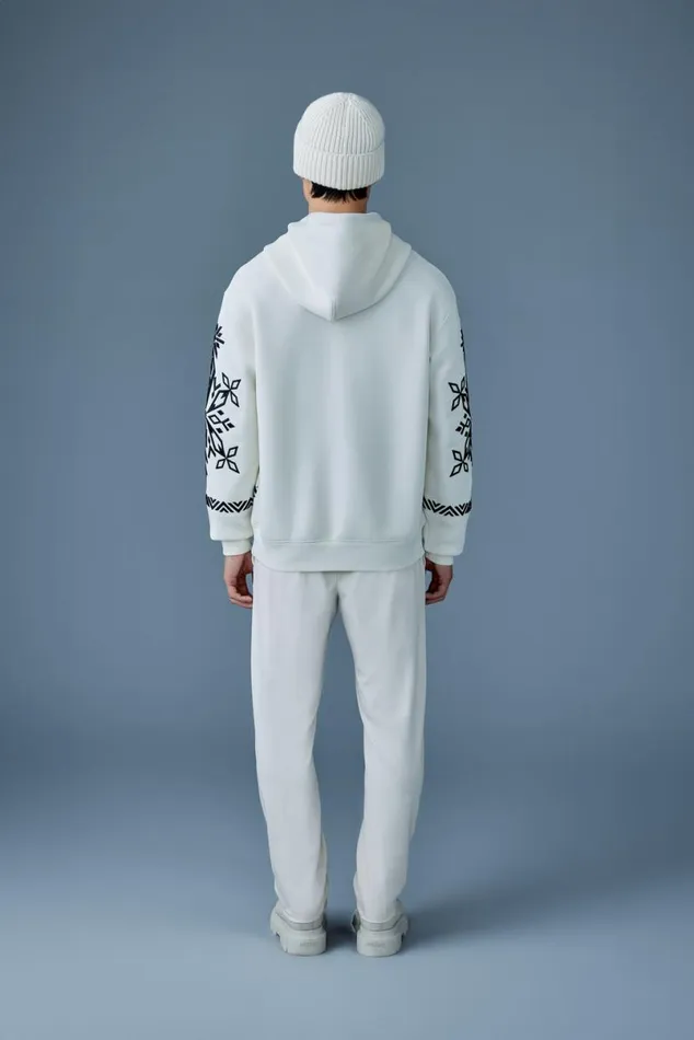 Hoodies and Tops Men Mackage OLSEN Snowflake Embroidery Hoodie Creamblack Hoodies and Tops Men Mackage OLSEN Snowflake Embroidery Hoodie Creamblack