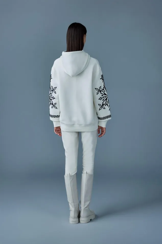 Hoodies and Tops Men Mackage OLSEN Snowflake Embroidery Hoodie Creamblack Hoodies and Tops Men Mackage OLSEN Snowflake Embroidery Hoodie Creamblack