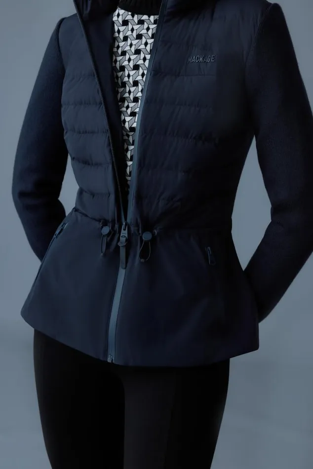 Hoodies and Tops Women Mackage LAIKA Hybrid Down Jacket With Peplum Black