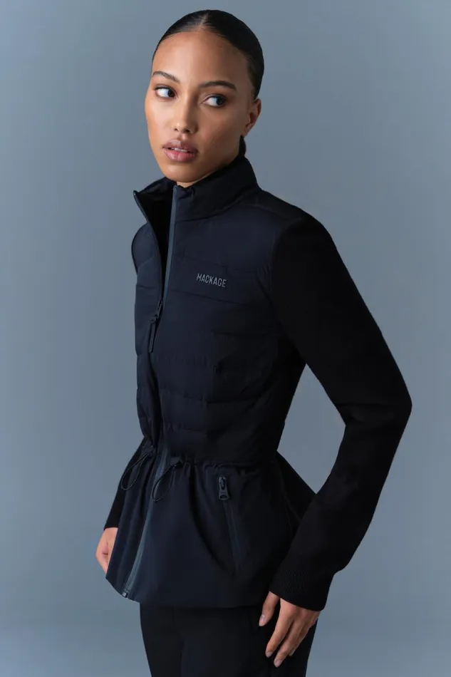 Hoodies and Tops Women Mackage LAIKA Hybrid Down Jacket With Peplum Black