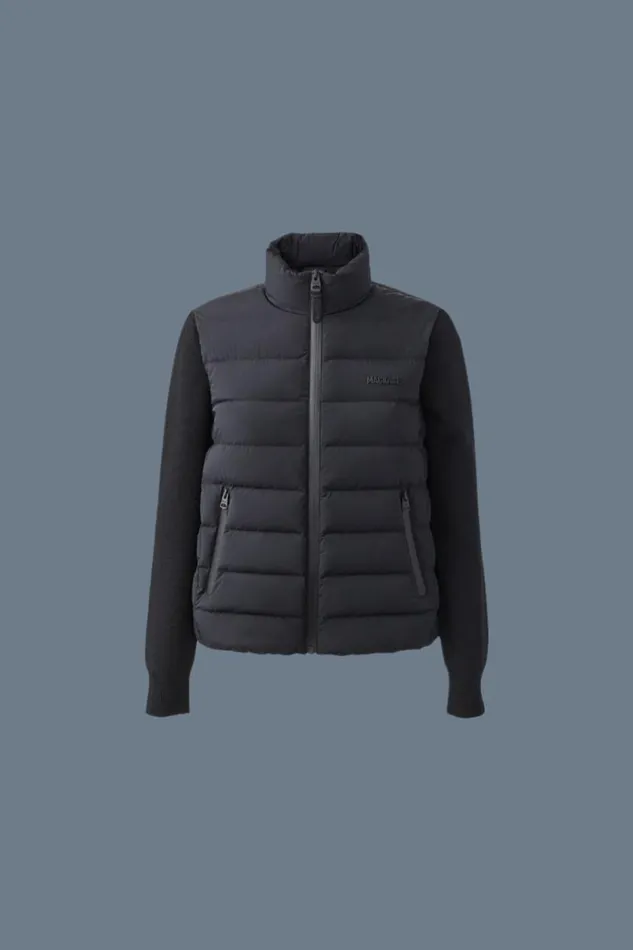Hoodies and Tops Women Mackage OCEANECITY Light Down Mixedmedia Jacket Navy