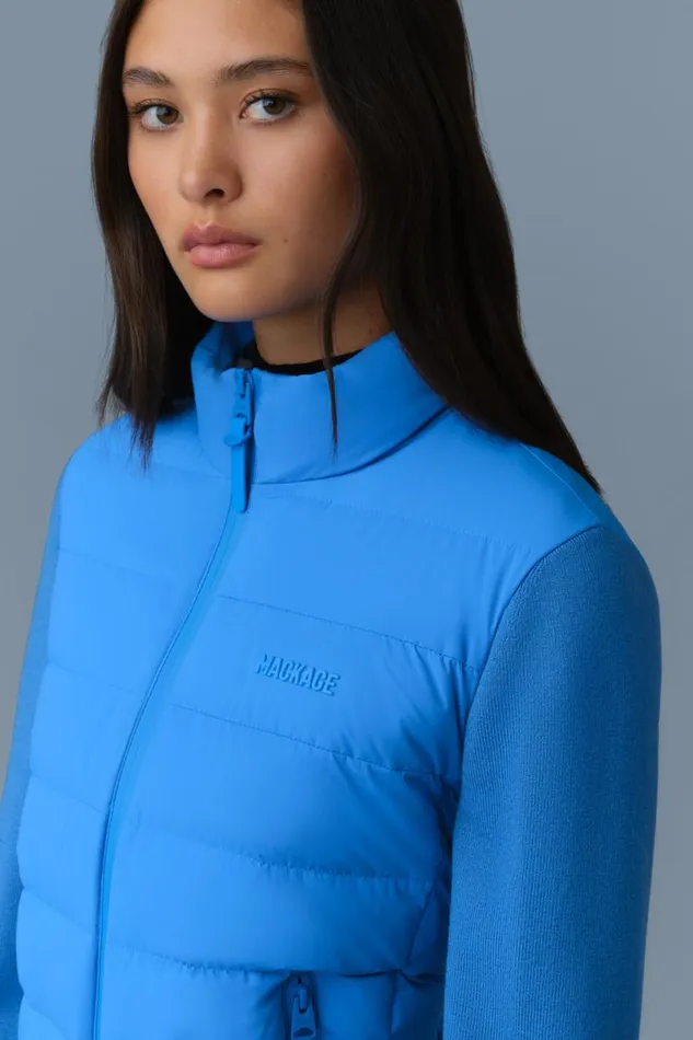 Hoodies and Tops Women Mackage OCEANECITY Light Down Mixedmedia Jacket Navy