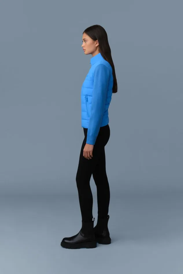 Hoodies and Tops Women Mackage OCEANECITY Light Down Mixedmedia Jacket Navy