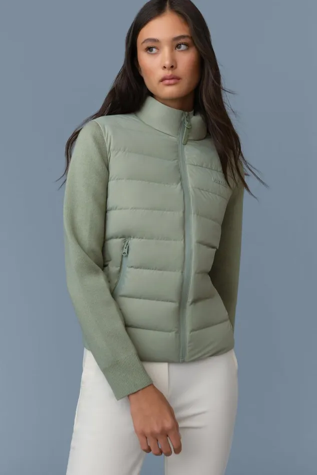 Hoodies and Tops Women Mackage OCEANECITY Light Down Mixedmedia Jacket Navy