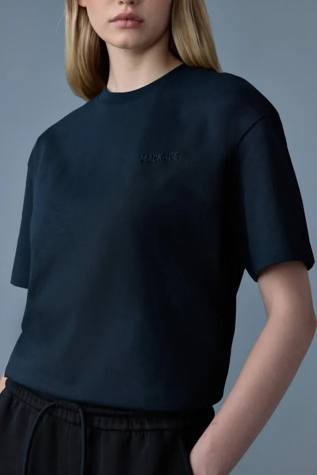 Hoodies and Tops Women Mackage TEER Teeshirt With Mackage Silicone Logo Navy