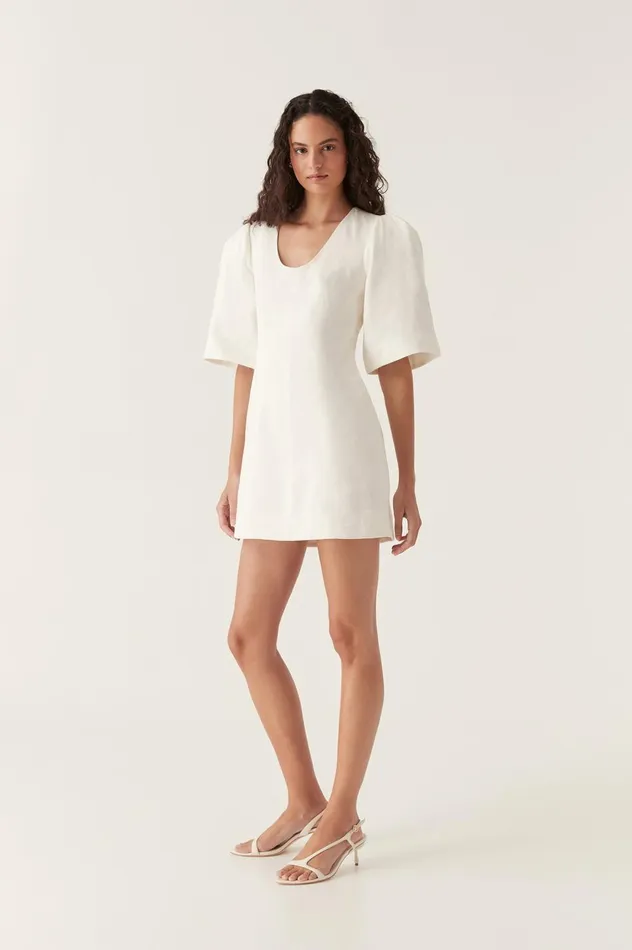Hunter Twisted Mini Dress Ivory Women Aje White Dresses