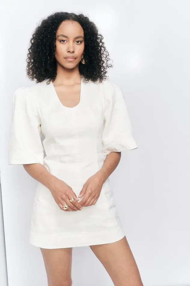 Hunter Twisted Mini Dress Ivory Women Aje White Dresses
