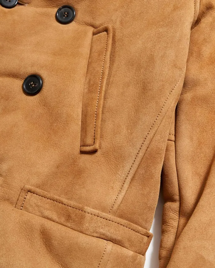 Jackets and Outerwear Men Billy Reid Shearling Bond Peacoat Honey