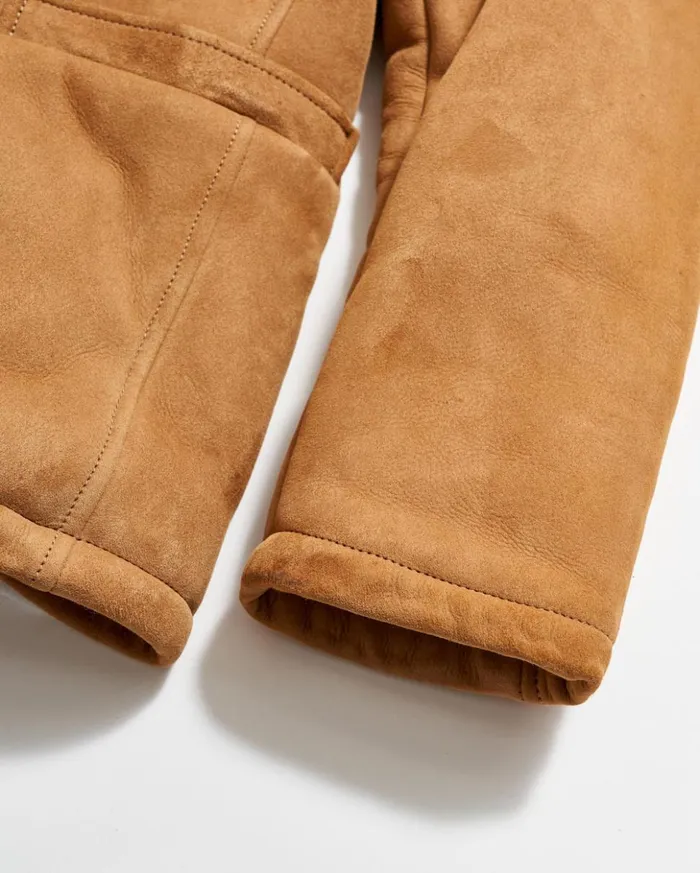 Jackets and Outerwear Men Billy Reid Shearling Bond Peacoat Honey