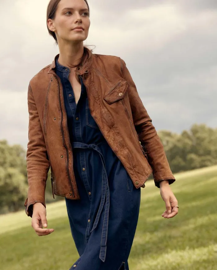 Jackets and Outerwear Women Billy Reid Biker Jacket Brown