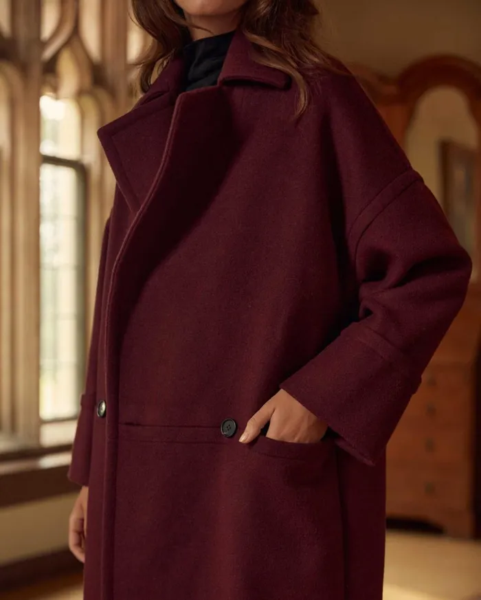 Jackets and Outerwear Women Billy Reid Cocoon Coat Solid Burgundy
