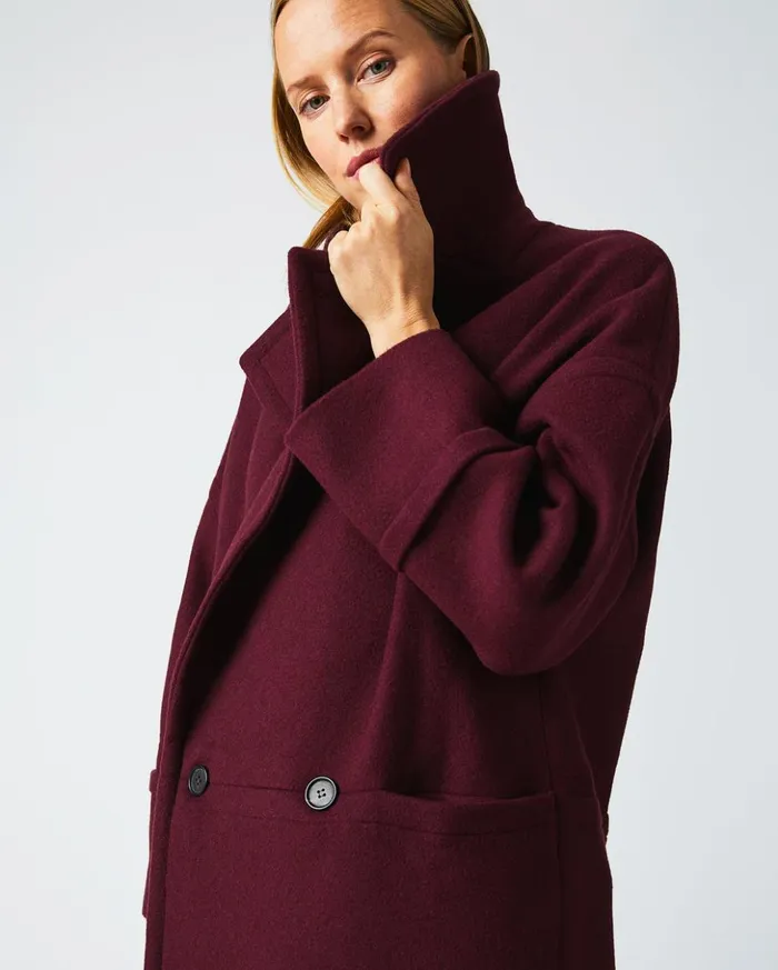 Jackets and Outerwear Women Billy Reid Cocoon Coat Solid Burgundy