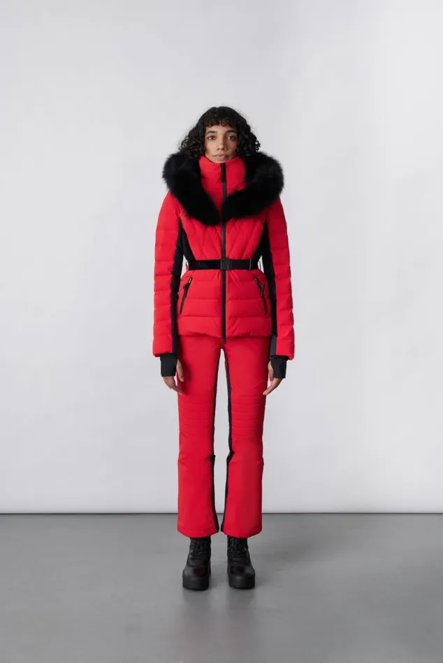 Jackets Women Mackage ELITA Down Ski Jacket With Removable Blue Fox Fur Trim Mint