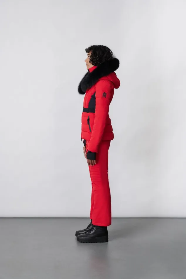 Jackets Women Mackage ELITA Down Ski Jacket With Removable Blue Fox Fur Trim Mint