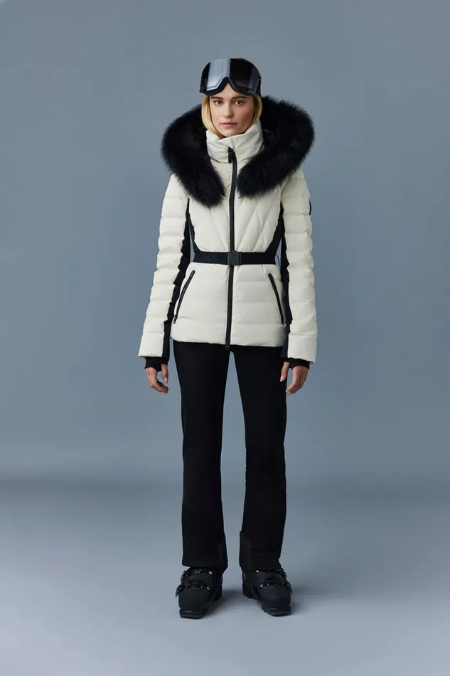 Jackets Women Mackage ELITA Down Ski Jacket With Removable Blue Fox Fur Trim Mint
