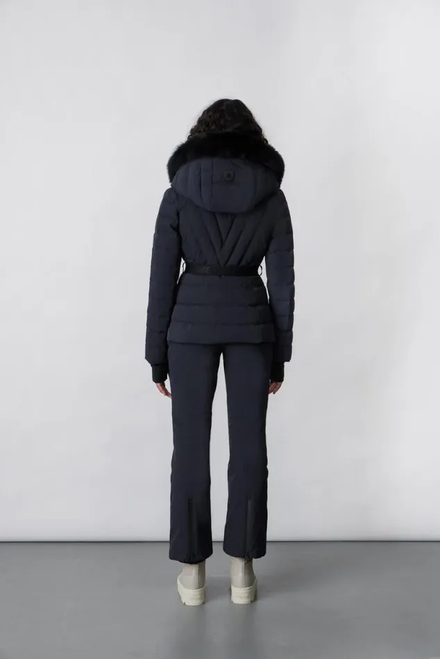 Jackets Women Mackage ELITA Down Ski Jacket With Removable Blue Fox Fur Trim Mint