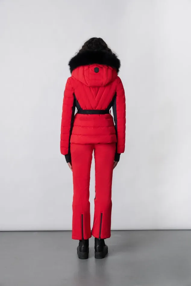 Jackets Women Mackage ELITA Down Ski Jacket With Removable Blue Fox Fur Trim Mint