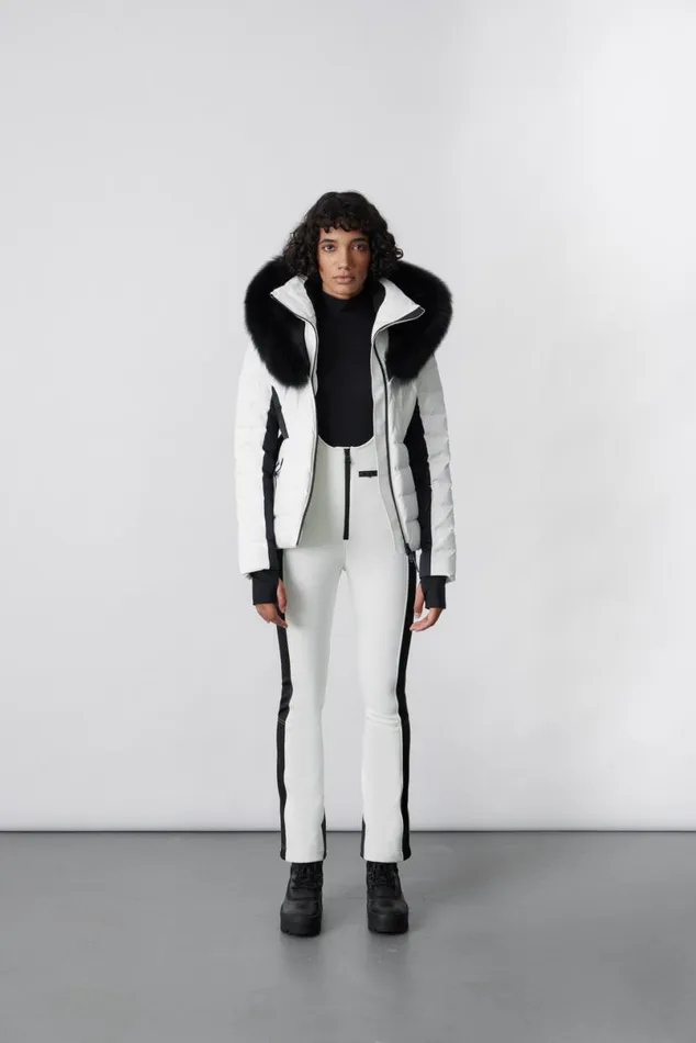 Jackets Women Mackage ELITA Down Ski Jacket With Removable Blue Fox Fur Trim Mint