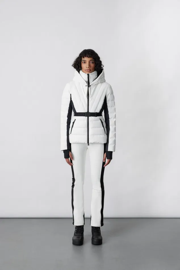 Jackets Women Mackage ELITA Down Ski Jacket With Removable Blue Fox Fur Trim Mint