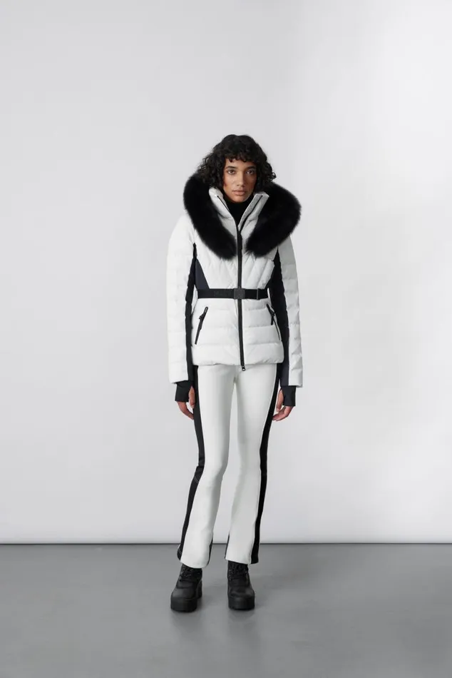 Jackets Women Mackage ELITA Down Ski Jacket With Removable Blue Fox Fur Trim Mint