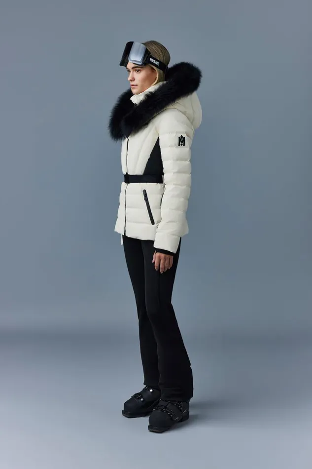 Jackets Women Mackage ELITA Down Ski Jacket With Removable Blue Fox Fur Trim Mint