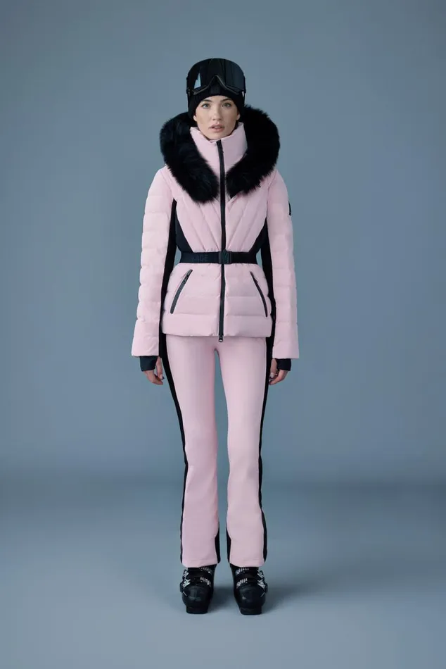 Jackets Women Mackage ELITA Down Ski Jacket With Removable Blue Fox Fur Trim Mint