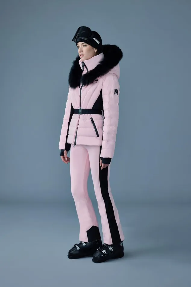Jackets Women Mackage ELITA Down Ski Jacket With Removable Blue Fox Fur Trim Mint