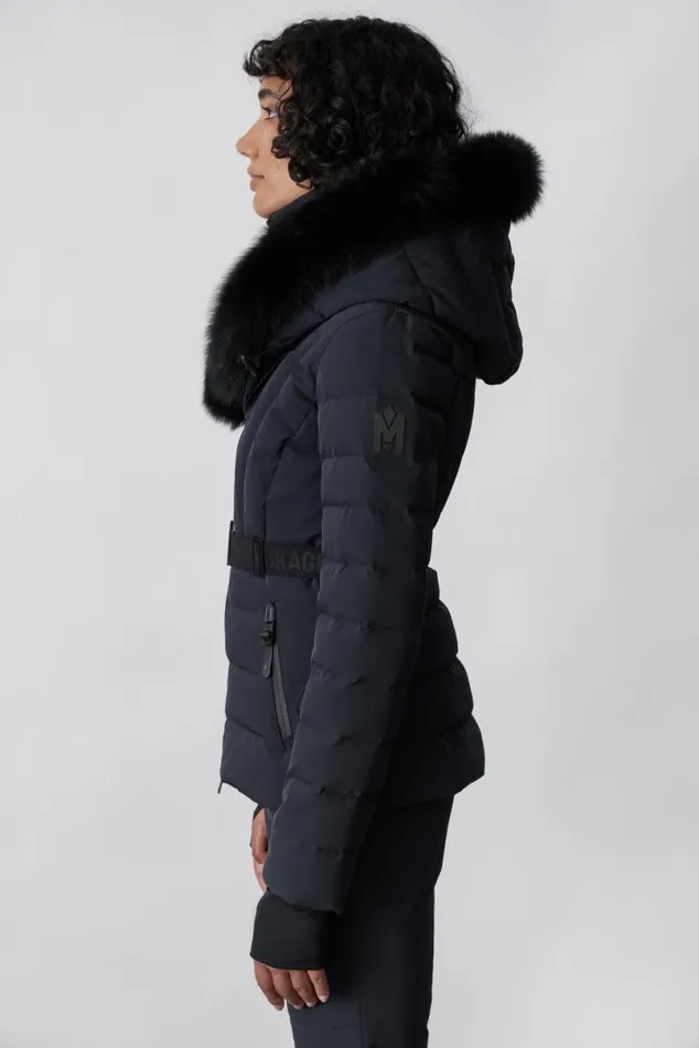Jackets Women Mackage ELITA Down Ski Jacket With Removable Blue Fox Fur Trim Mint