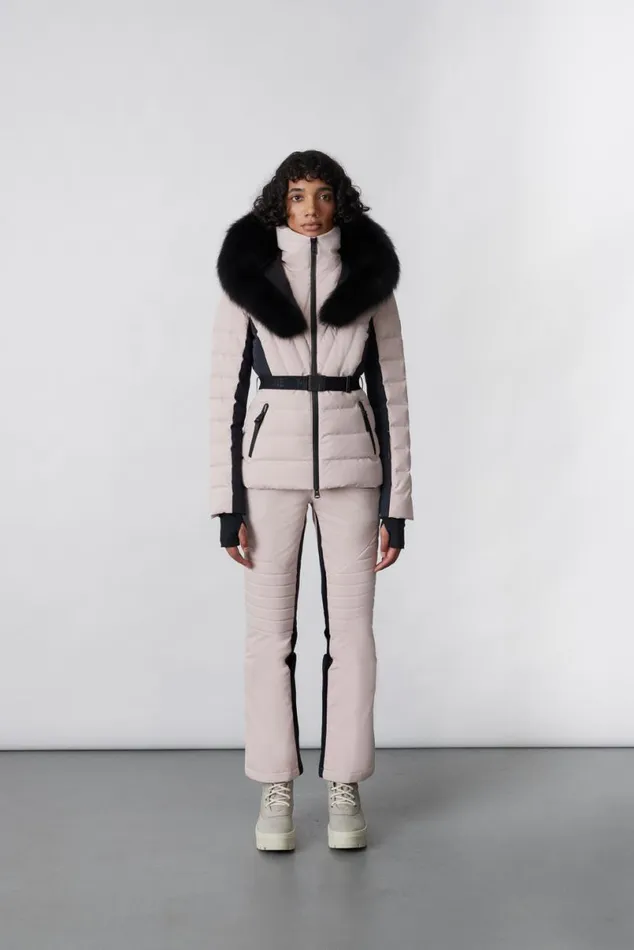 Jackets Women Mackage ELITA Down Ski Jacket With Removable Blue Fox Fur Trim Mint