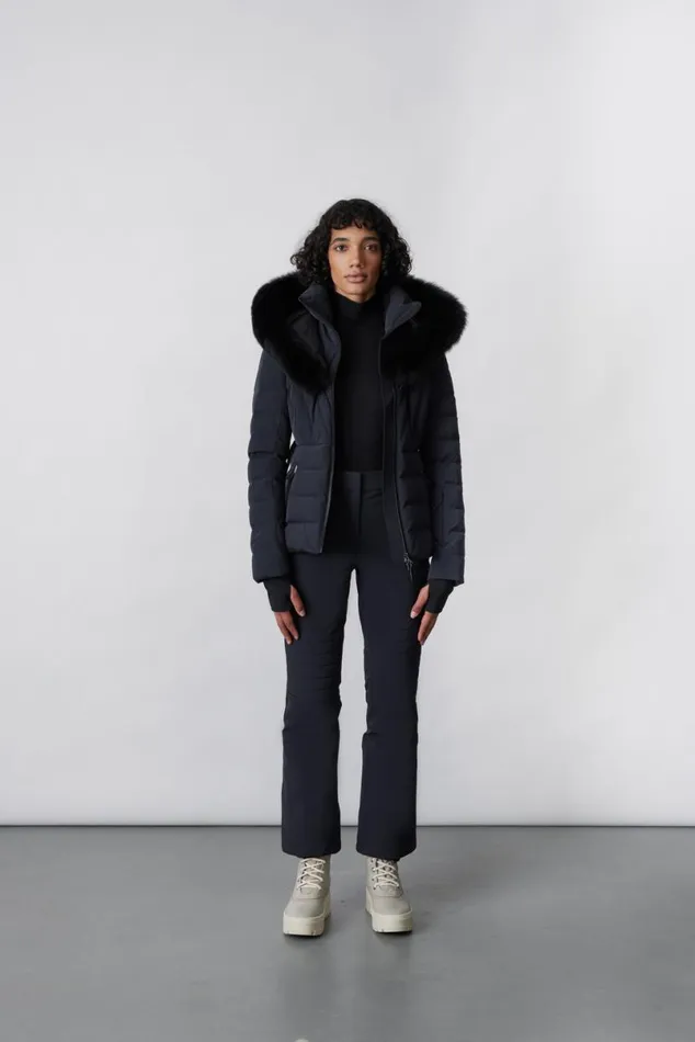 Jackets Women Mackage ELITA Down Ski Jacket With Removable Blue Fox Fur Trim Mint
