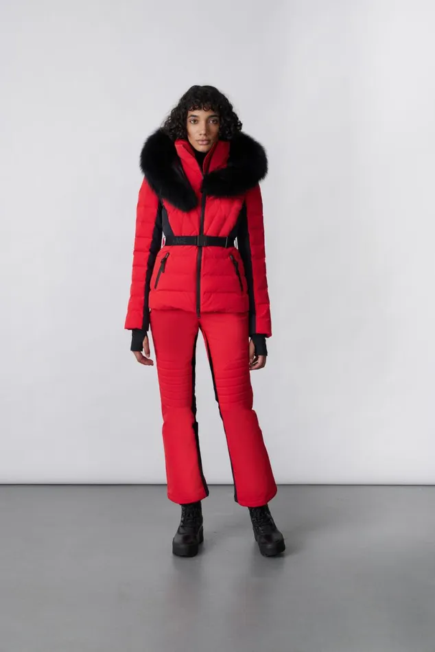 Jackets Women Mackage ELITA Down Ski Jacket With Removable Blue Fox Fur Trim Mint
