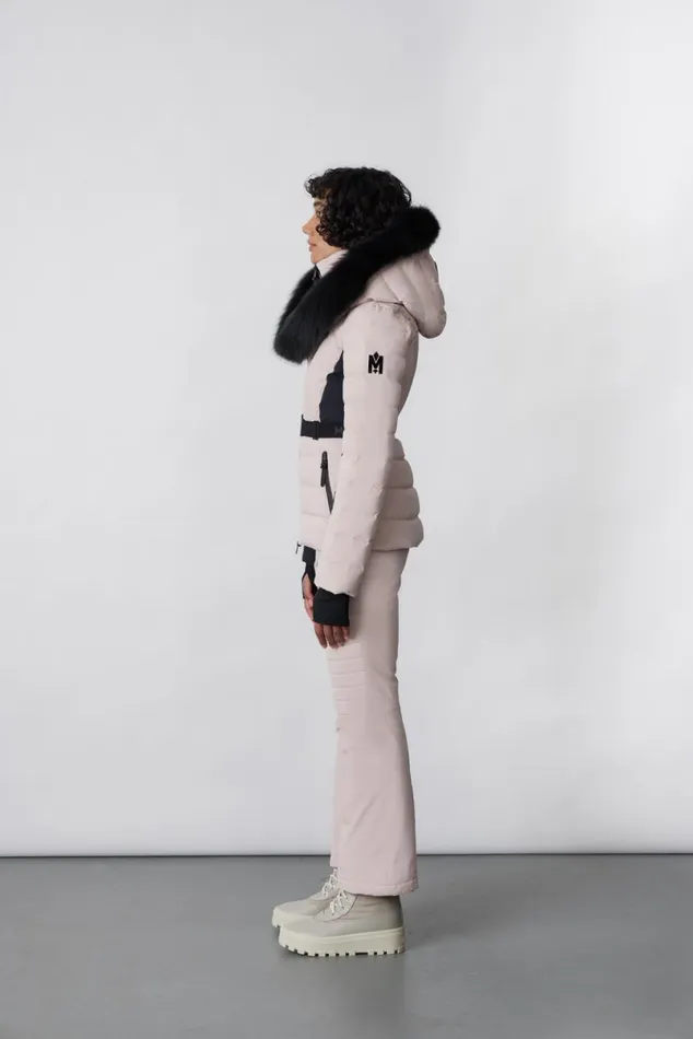 Jackets Women Mackage ELITA Down Ski Jacket With Removable Blue Fox Fur Trim Mint