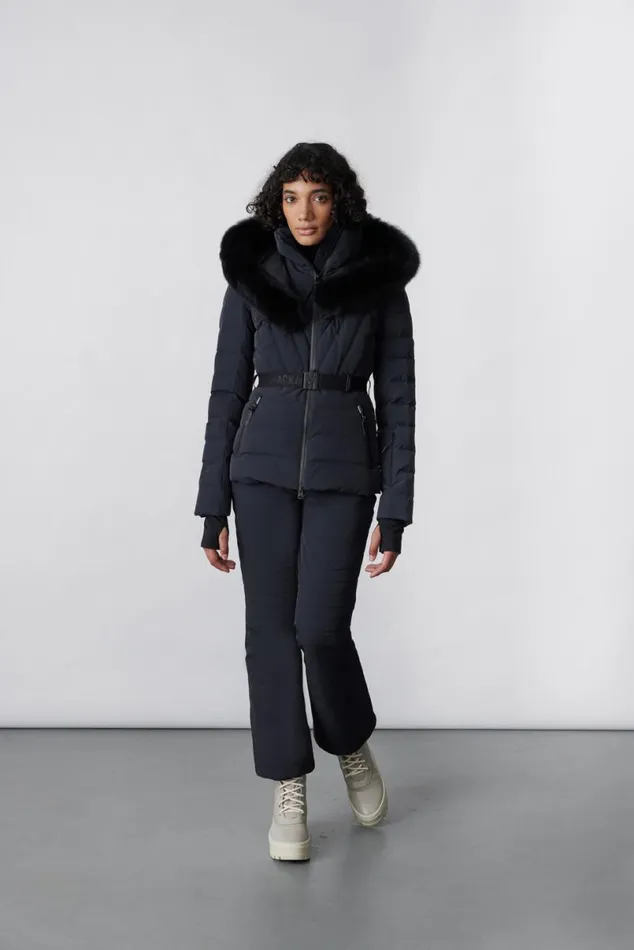 Jackets Women Mackage ELITA Down Ski Jacket With Removable Blue Fox Fur Trim Mint