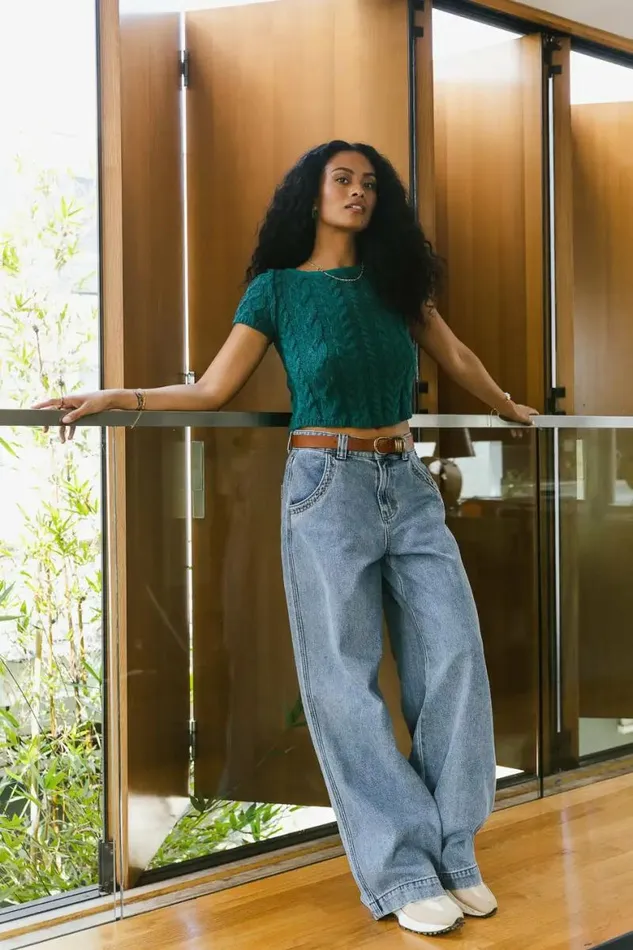 Jane Sweater Top In Teal Teal Women Bohme Tops