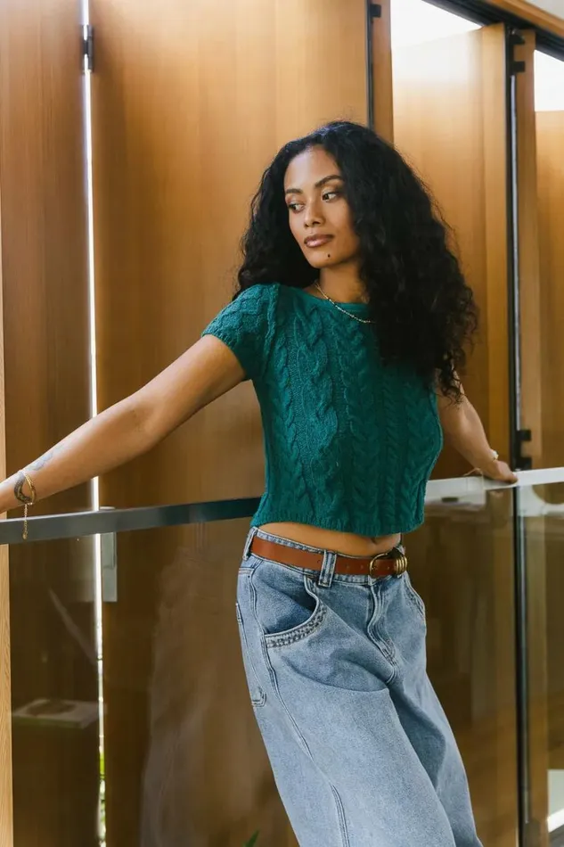 Jane Sweater Top In Teal Teal Women Bohme Tops
