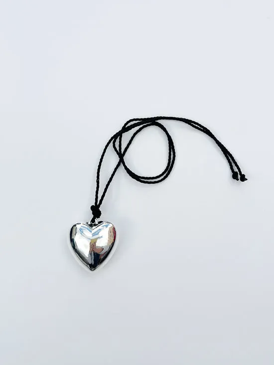 Jewelry Puffy Heart Necklace Silver Black Lisa Says Gah Women
