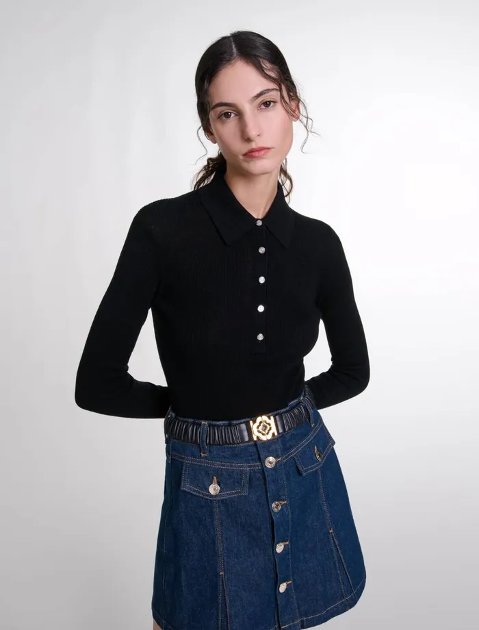 Jumpshort and Jumpsuits Women Maje Wool And Silk Bodysuit Black