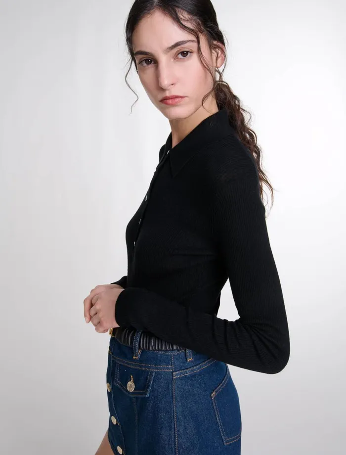 Jumpshort and Jumpsuits Women Maje Wool And Silk Bodysuit Black