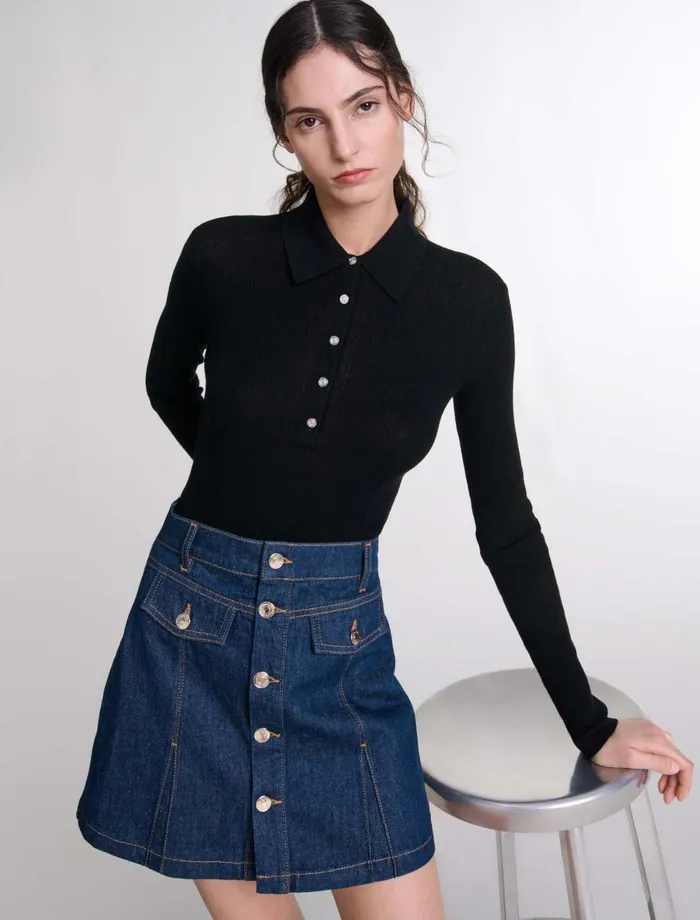 Jumpshort and Jumpsuits Women Maje Wool And Silk Bodysuit Black