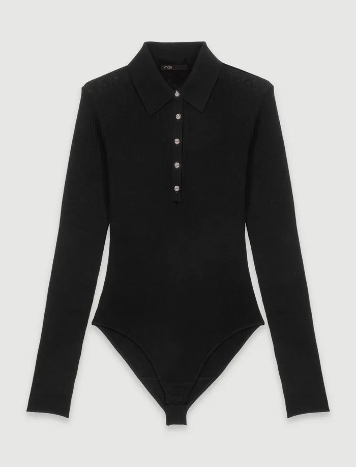 Jumpshort and Jumpsuits Women Maje Wool And Silk Bodysuit Black