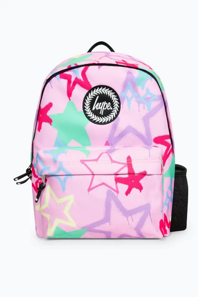 Just Hype Backpacks Hype Iconic Pink Graffiti Stars Girls Backpack