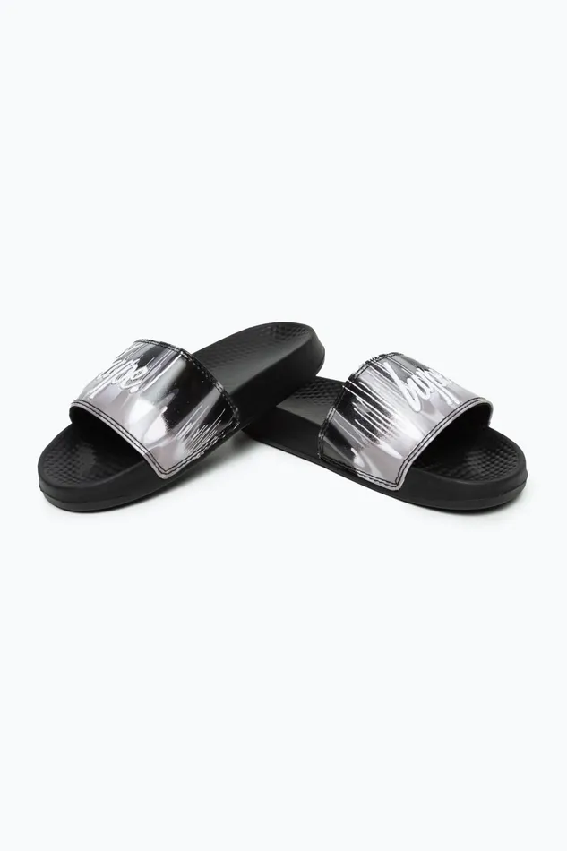 Just Hype Footwear Hype Kids Unisex Mono Gradient Drips Mini Script Sliders