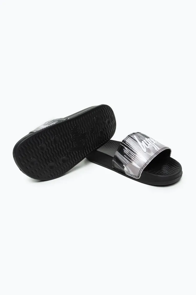 Just Hype Footwear Hype Kids Unisex Mono Gradient Drips Mini Script Sliders