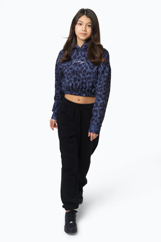 Just Hype Hoodies and Pullovers Hype Kids Black Mono Leopard Crop Hoodie